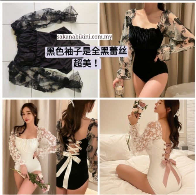 超仙蕾丝美背连体泳衣