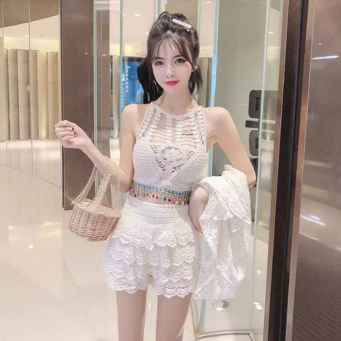 [两件套] 针织上衣 +波浪裤