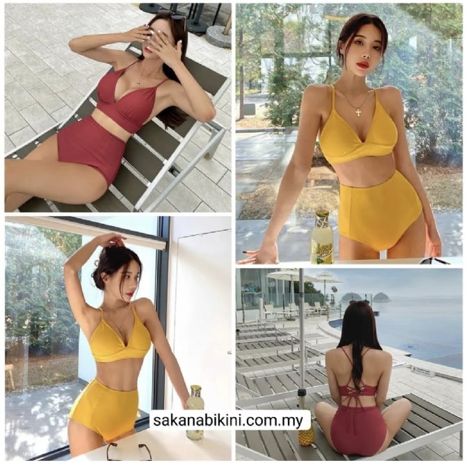心机款美背高腰2件套比基尼